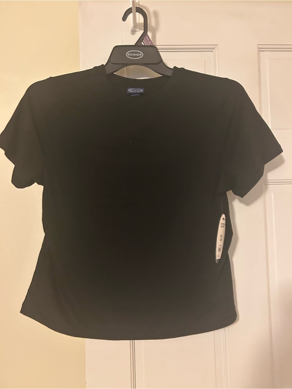 Classic Black womens scoop Baby tee Crew Neck T-Shirt